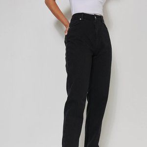 NA-KD Jeans 36 Black High Waist Back Slit